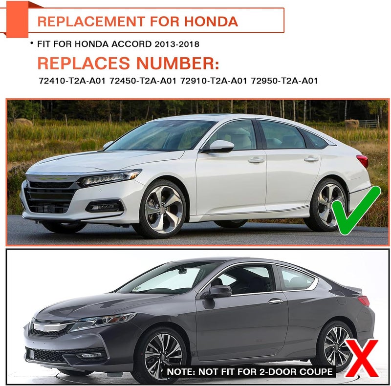 ACLONG Weatherstrip Car Window Moulding Trim Sweep Felt Seal Kit Window Seal Fit for Honda Accord 2013 2014 2015 2016 2017 2018 Replaces# 72410-T2A-A01 72450-T2A-A01 72910-T2A-A01 72950-T2A-A01-4PCS - Image 2